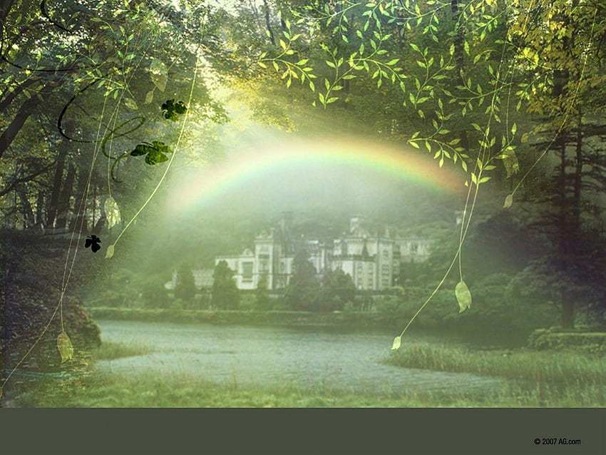 Rainbow-Castillo, castillo, arcoiris fondo de pantalla