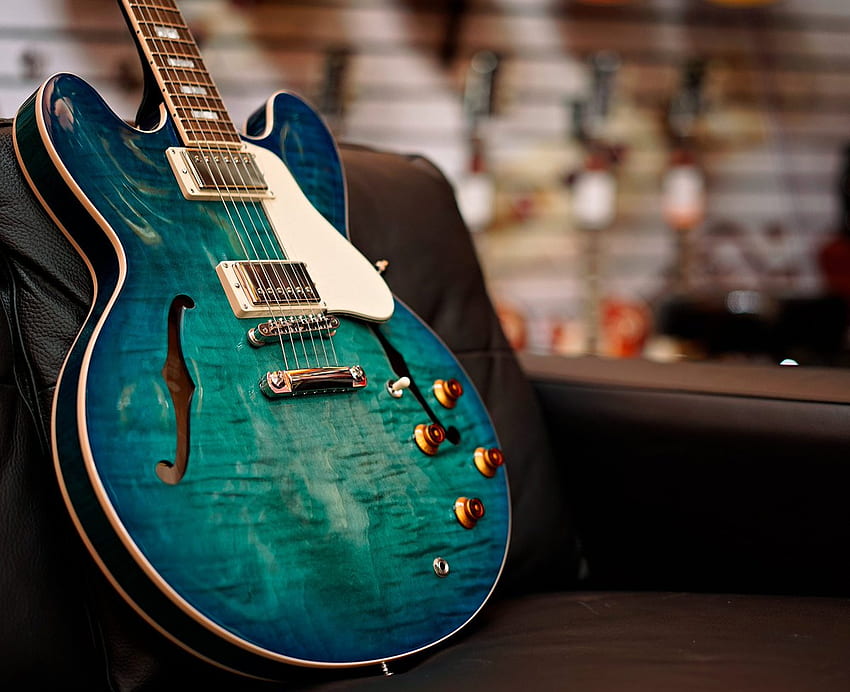 Guitarguitar Most Definitely One Of Our Favourite Models From Gibson's 2018 Series, This ES 335 In Aquamarine Is Simply Beautiful, Gibson 335 HD wallpaper