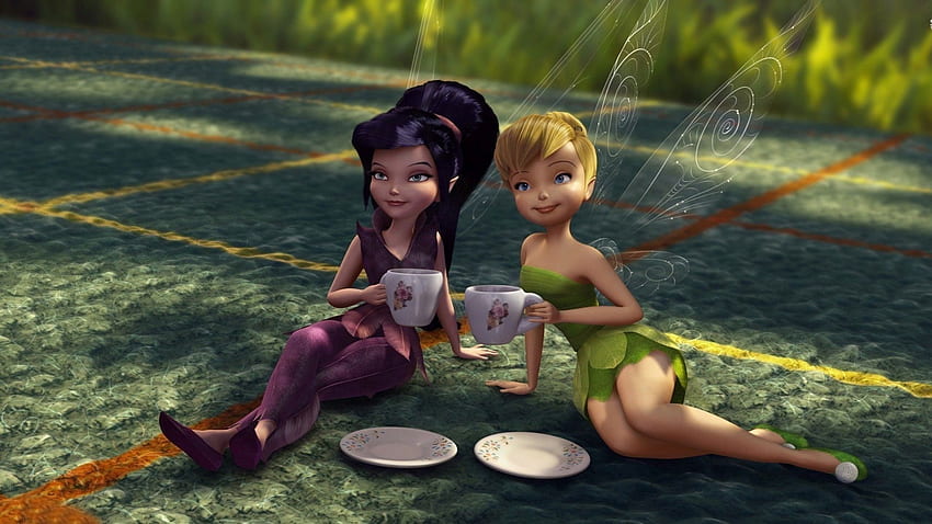 Tinker Bell and the Great Fairy Rescue 2010, fantasy, tea, movie, tinke bell, green, girl, disney, cup, the great fairy rescue HD wallpaper