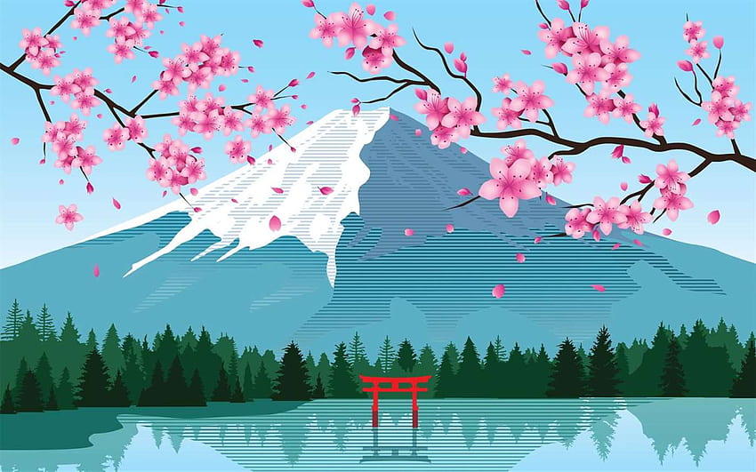 Estetica dei fiori di ciliegio anime, arte primaverile Sfondo HD