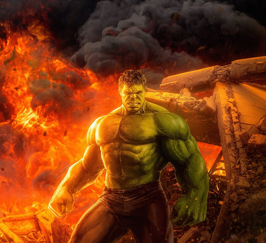 Angry hulk, Marvel Comic, superhero, fan art HD wallpaper