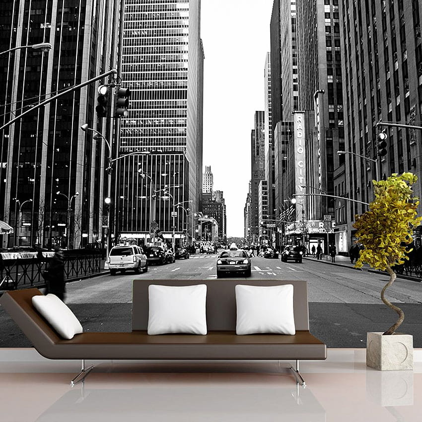 US $14.8 20% OFF. 3D Modern Wall Mural Greyscale For Living Room Famous City Building Backdrop Home Improvement In HD phone wallpaper