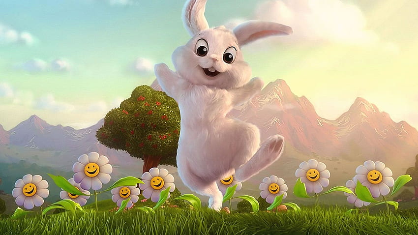 Rabbit Cartoon, Cute Cartoon HD wallpaper