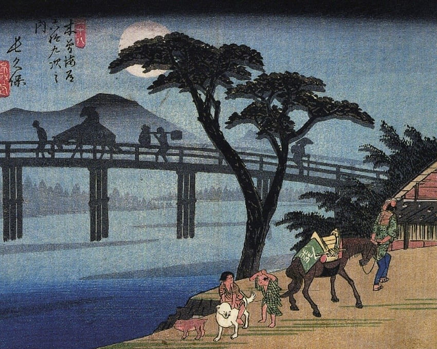 Ukiyo E Tag : Kuil Hiroshige Kameido Salju Cetak Besar, Cetak Jepang Wallpaper HD