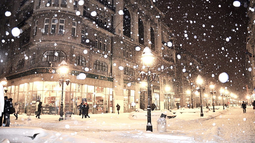 Graues Betongebäude, Belgrad, Straße, Schnee, Lampe HD-Hintergrundbild