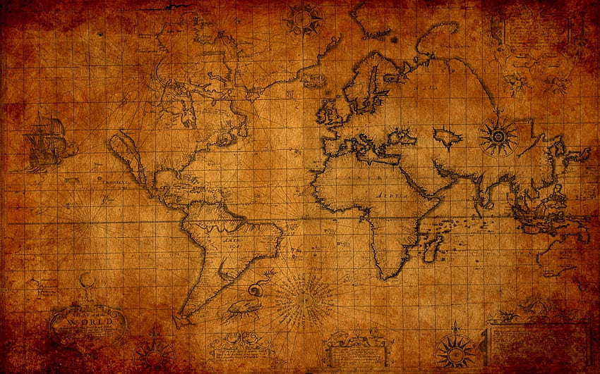 구세계 지도, 빈티지 글로브 HD 월페이퍼