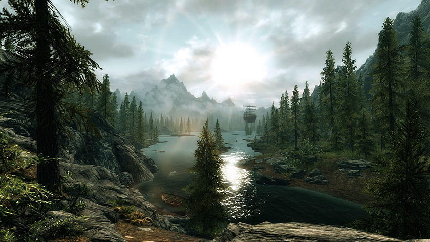 Skyrim-Landschaft, hyperrealistisch HD-Hintergrundbild
