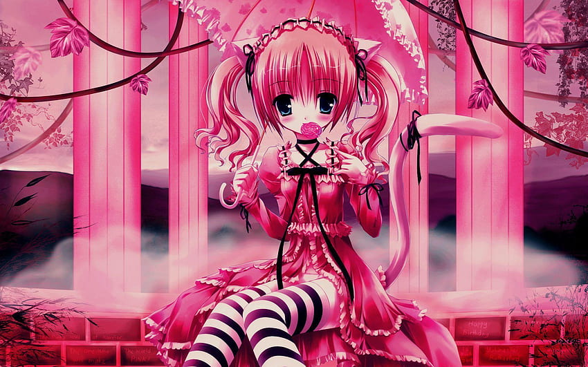 Pink Anime Computer, Cybergoth HD wallpaper