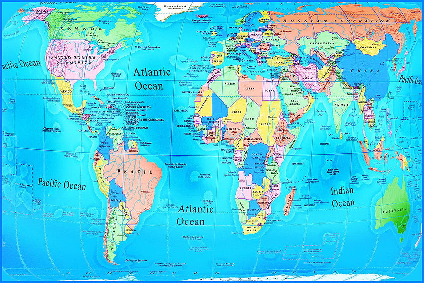 mapa świata z krajami - duża Tapeta HD