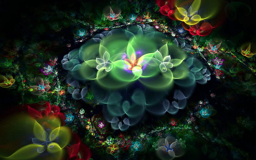 Abstract, Flowers, Background, Light, Fractal, Light Coloured HD wallpaper