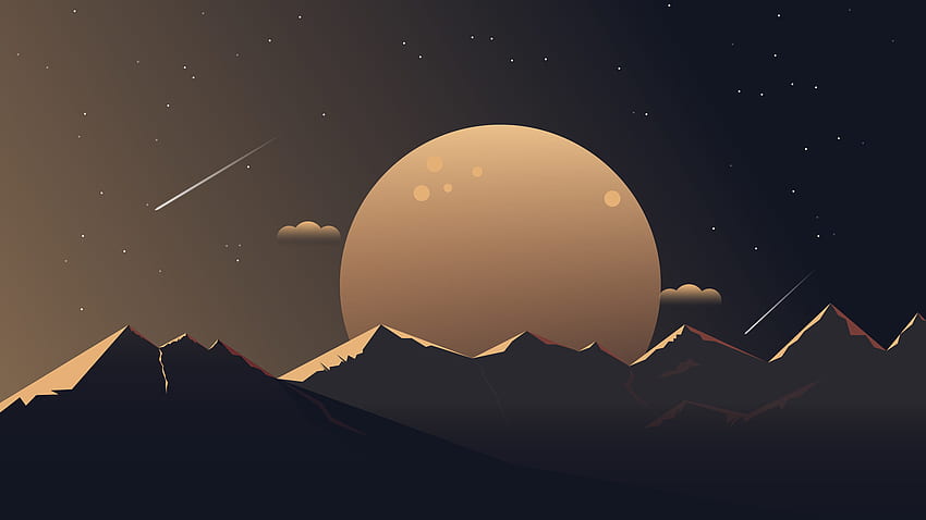 Moon and Mountains Laptop Full , Artist , , and Background, Moon and Stars Laptop HD wallpaper