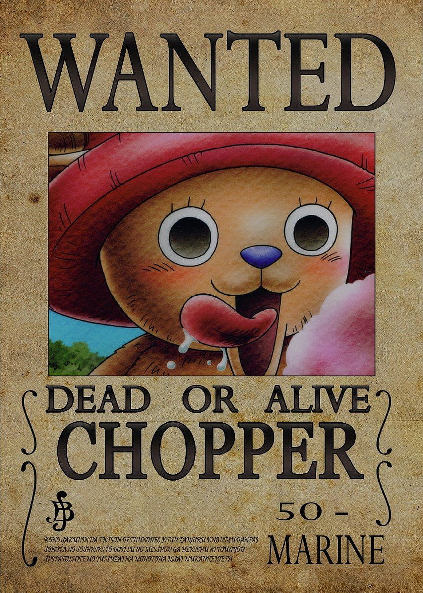 Jeden kawałek poszukiwanych pomysłów na plakaty. jeden kawałek, jednoczęściowe nagrody, jednoczęściowe anime, Chopper Bounty Tapeta na telefon HD