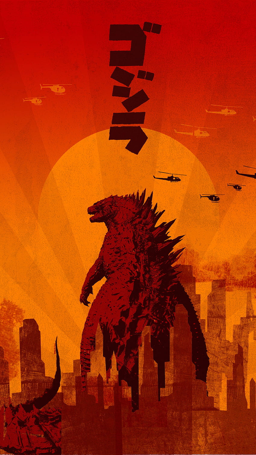 Telefon pkt.2. Godzilla, sztuka Kaiju, Godzilla, japoński potwór Tapeta na telefon HD