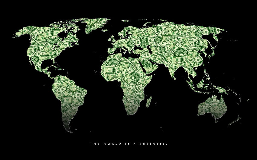 dinero, capitalismo, arte digital, negocio, mapa del mundo fondo de pantalla