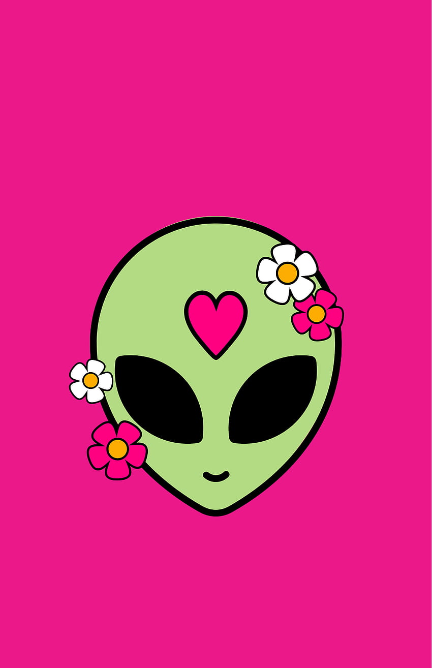 Alien kecil feminin, kepala, bunga wallpaper ponsel HD