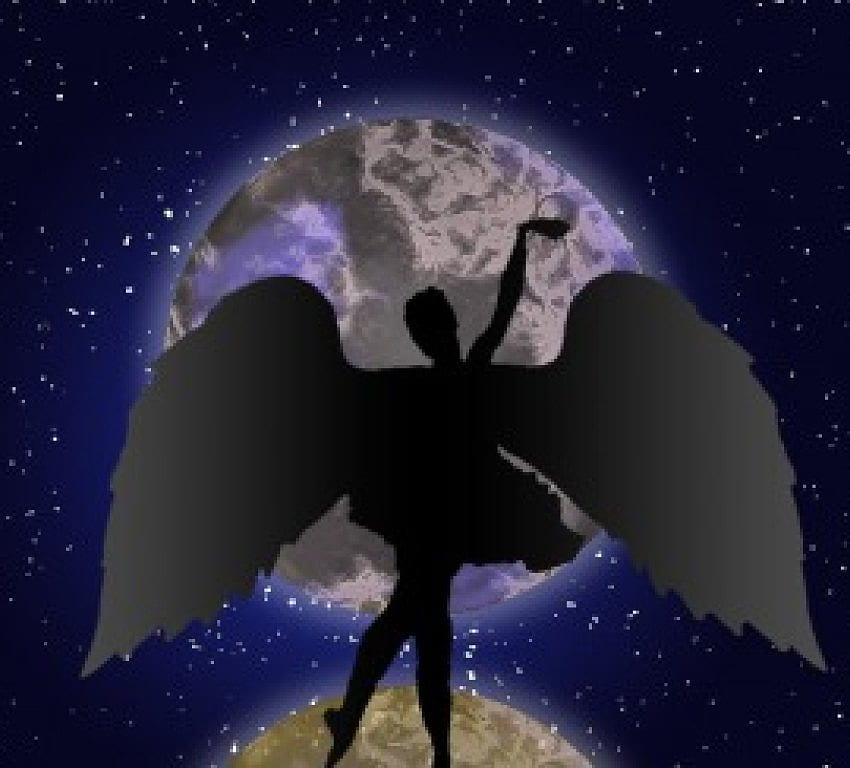Angel, space, abstract, silhouette HD wallpaper