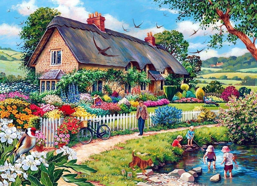 good old england, natur, garden, house, england HD wallpaper