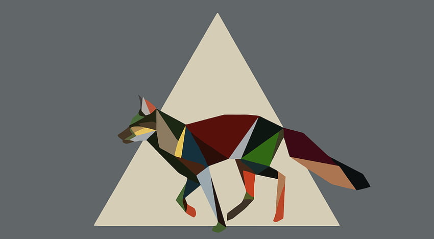 nature animals artwork fox geometry triangle low, Abstract Fox HD wallpaper