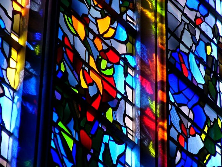 Closeup of Stain Glass, colors, glass, stain, pieces HD wallpaper