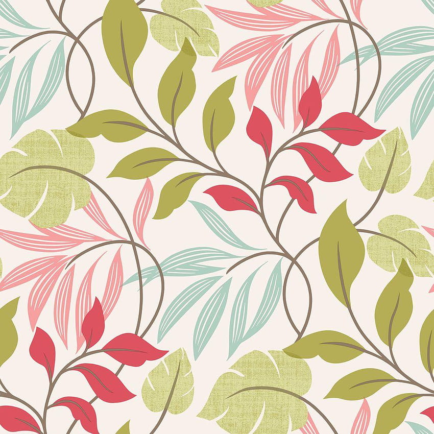 Beacon House Eden Pink Modern Leaf Trail Strippable Roll (Covers 56 Sq. Ft.) 2535 20629 The Home Depot, Pink Green HD phone wallpaper