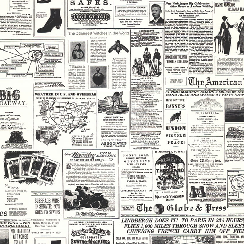 Manchetes vintage. Jornal, impressão, jornal vintage, jornal preto e branco Papel de parede de celular HD