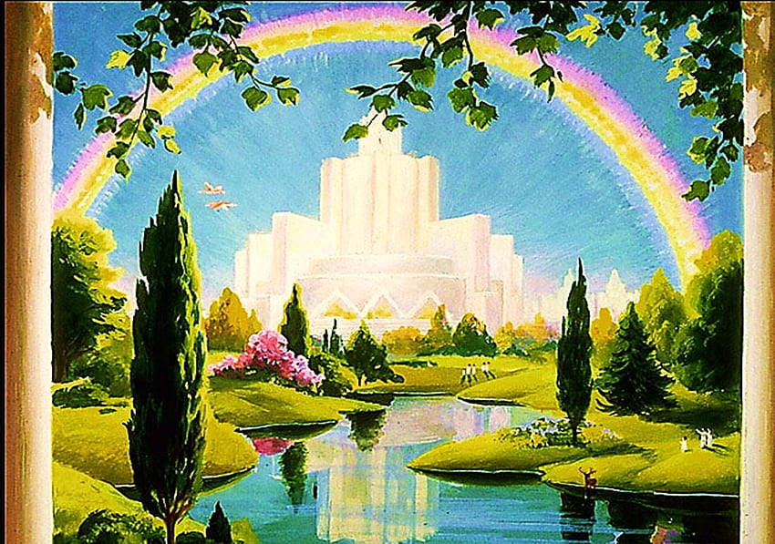 Neues Jerusalem, Gott, Jerusalem, Regenbogen, Herrlichkeit, Paradies, Jesus, Christus HD-Hintergrundbild