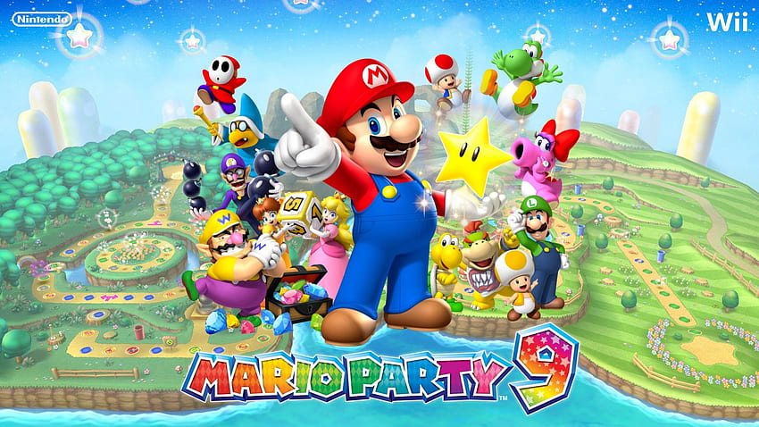 Mario Party 9, Star, Wario, Toad, Magikoopa, Koopa Kid, Koopa, Yoshi, Mario, Birdo, Shy Guy, Luigi, Peach, Daisy HD-Hintergrundbild
