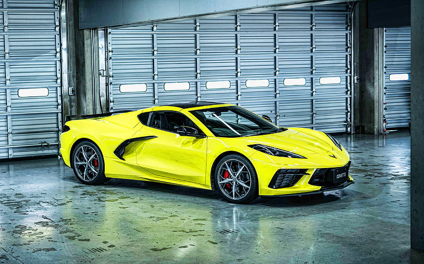 Chevrolet Corvette Stingray, , JP-spec, 2021 autos, supercars, garaje, Chevrolet Corvette C8, 2021 Chevrolet Corvette, Corvette amarillo, autos americanos, Chevrolet fondo de pantalla