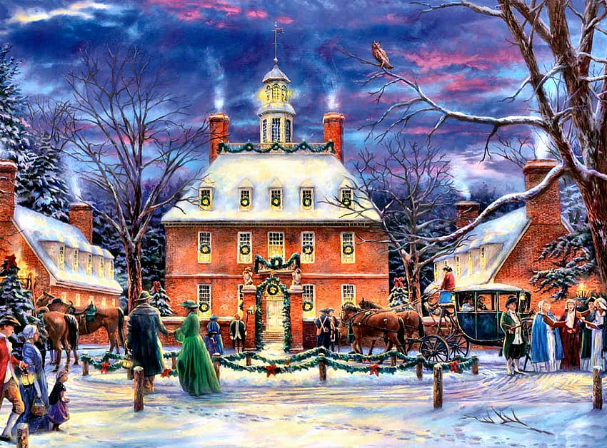 Lovely Painting, Vintage, Painting, Winter, pretty HD wallpaper