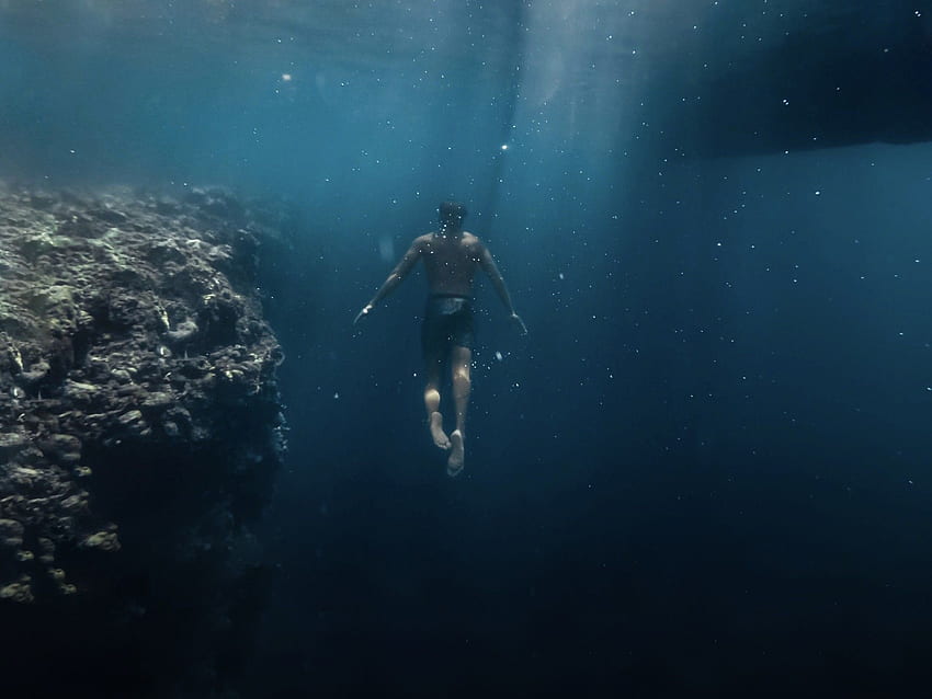Pod wodą, człowiek, pływanie, ocean, rafa dla Ainol Novo 9 Spark Tapeta HD