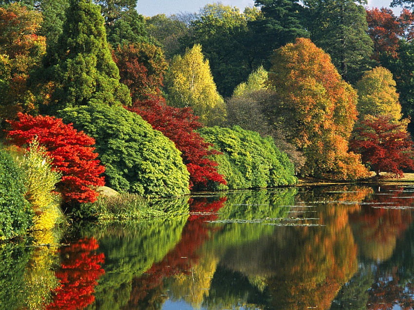 Herbstsee, Reflexion, Bäume, Herbst, Natur, See HD-Hintergrundbild