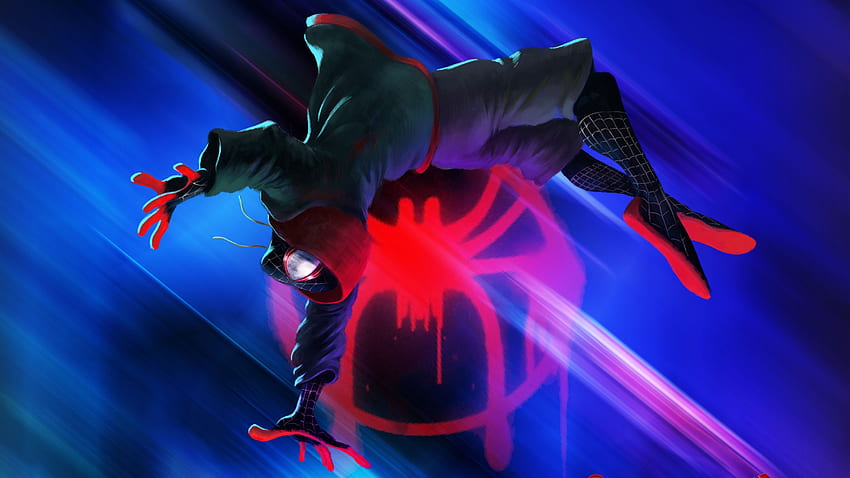 Spider Man Into The Spider Verse イラスト、スーパーヒーロー、スパイダーマン マイルズ 高画質の壁紙