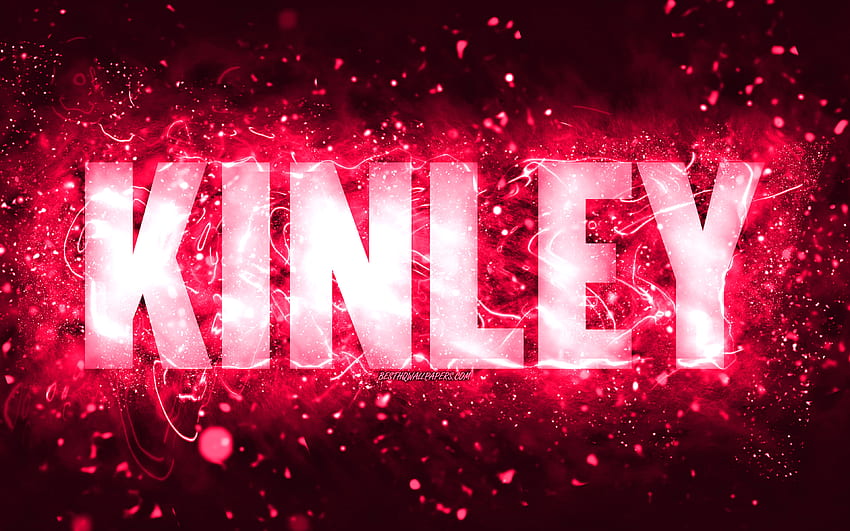 Happy Birtay Kinley, , pink neon lights, Kinley name, creative, Kinley ...