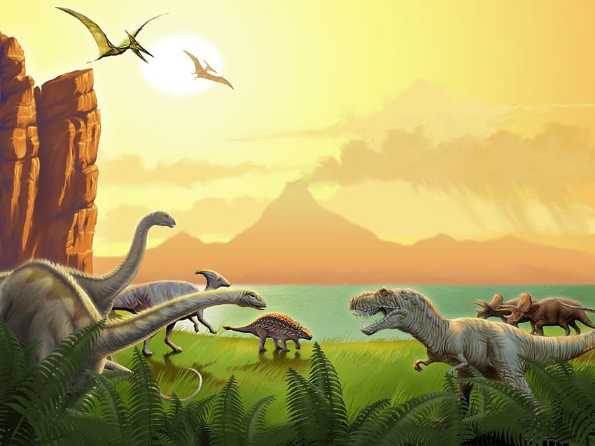 Fundo dos dinossauros. Dinossauros da Era do Gelo papel de parede HD