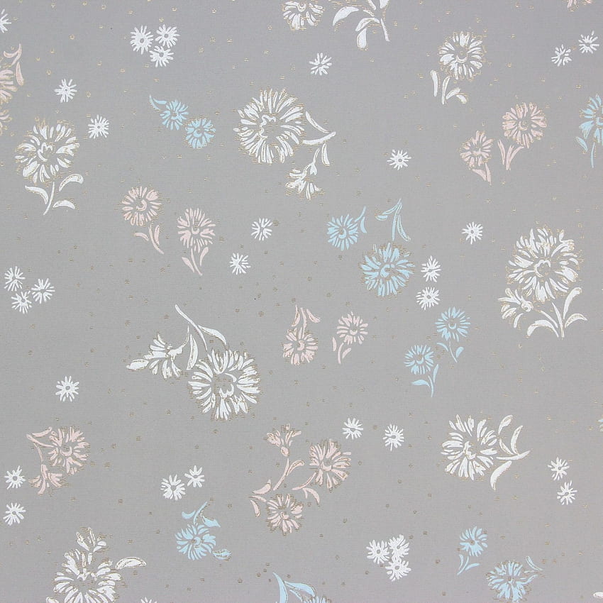 1940s Vintage White Blue Flowers on Gray - Rosie's Vintage HD phone wallpaper