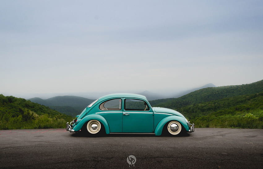 Verde Volkswagen Fusca cupê embaixo, Vw Bug papel de parede HD