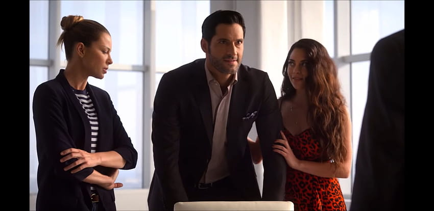 Lucifer nice Symbolism chloe on his right telling to be good an angel while eve is on his left telling him to be the devil and she is even wearing red just HD wallpaper
