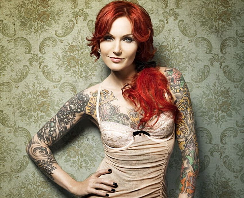 Tattooed Redhead, girl, redhead, tattooed HD wallpaper