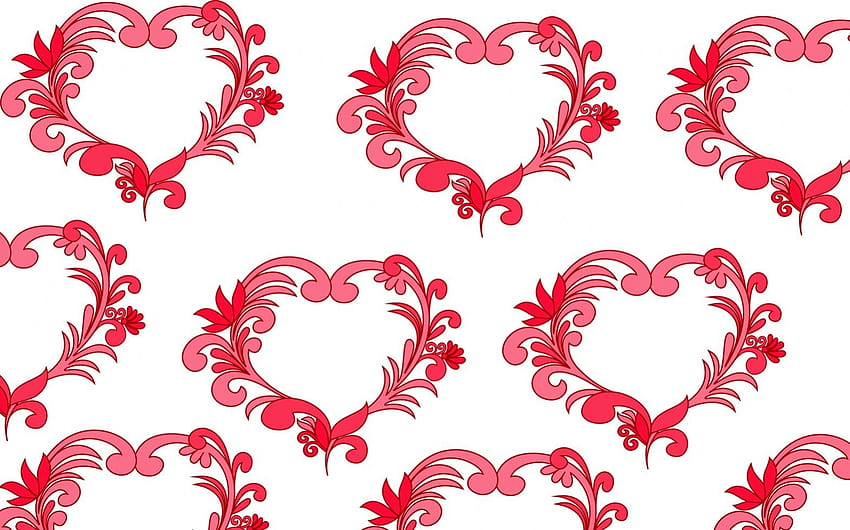 ~Hearts~, hearts, white, heart, red HD wallpaper