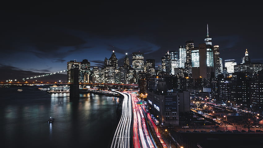 Ny - New York Şehri Gecesi HD duvar kağıdı