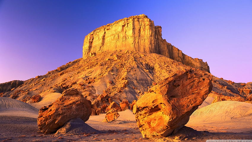 rocha do monumento derramando rochas, monumento, deserto, sol, rochas papel de parede HD