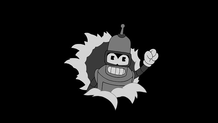 Bender Black White, Bender Futurama HD wallpaper