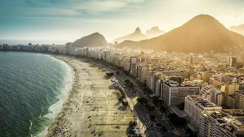 Vista aérea de la playa Brasil Paisaje urbano Río de Janeiro Viajes fondo de pantalla