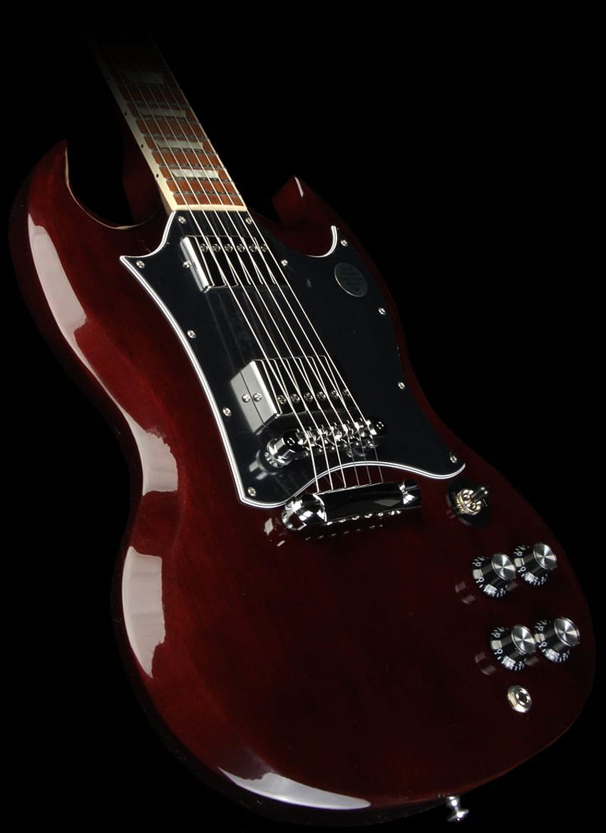 Gibson SG Standardowa gitara elektryczna w wieku wiśniowym. Muzyczne Zoo. Gitara elektryczna, gitary Gibson, gitara, Epiphone SG Tapeta na telefon HD