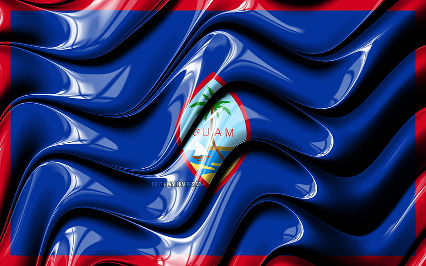 Guam flag, , Oceania, national symbols, Flag of Guam, 3D art, Guam, Oceanian countries, Guam 3D flag for with resolution . High Quality HD wallpaper