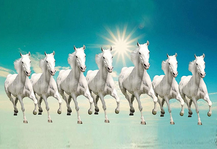 Wallpics Vinil Yedi Şanslı Koşan Atlar Vastu Oturma Odası için Su Geçirmez Etiket Posteri (Wpwlll1033, 24 İnç X 36 İnç, Çok Renkli) Hindistan'da Düşük Fiyatlarla Online Satın Alın HD duvar kağıdı