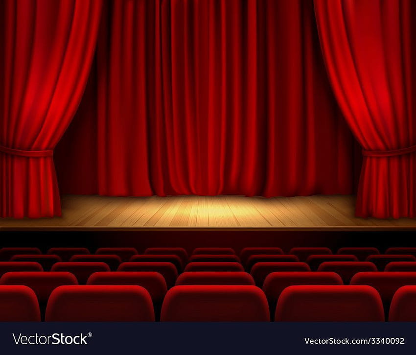 . del palcoscenico, palcoscenico teatrale, tende rosse Sfondo HD