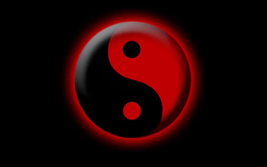 赤黒陰陽。 デザイン。 陰陽と文字、中国の愛のシンボル 高画質の壁紙
