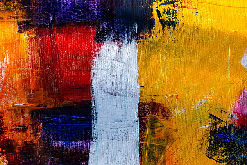 Paint, white brush stork, multicolored, canvas texture HD wallpaper