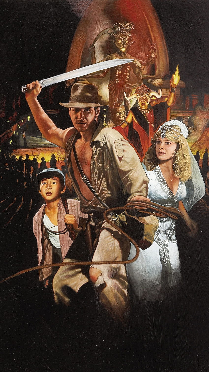 Indiana Jones y el templo maldito (1984) Teléfono. Acción fondo de pantalla del teléfono